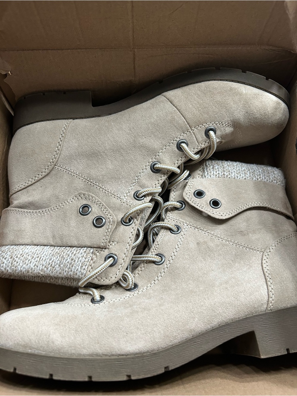 Women’s Taupe Lace-Up Ankle Boots
